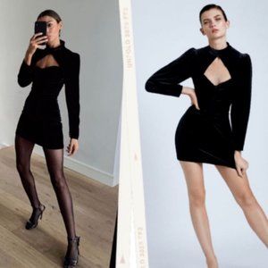 NWT ZARA BLACK VELVET CUT OUT MINI DRES - RARE